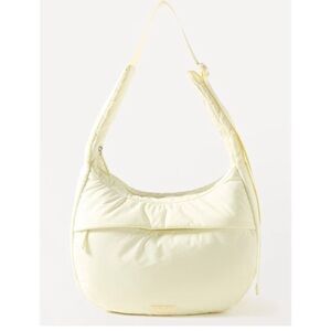 Quilted Crescent Shoulder Bag in Soft Cream